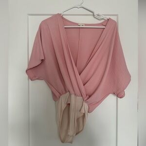 Flowy/blousy faux-wrap style bodysuit